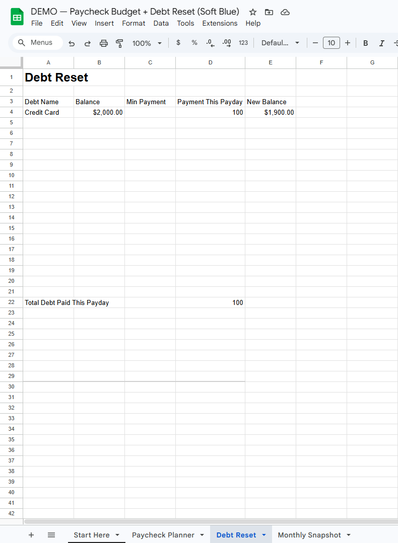 Paycheck Budget & Debt System